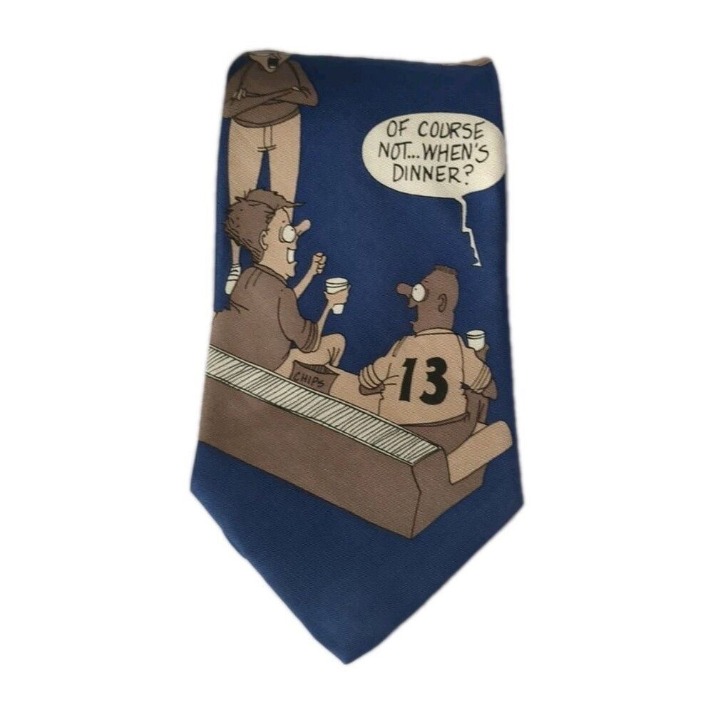 Bench Warmers Richard L Torrey Originals FOOTBALL Tie Humor Funny Blue Beige